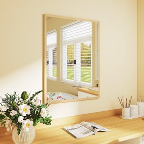 HOMCOM Oglindă de perete dreptunghiulară 80 x 60 cm, ramă din lemn natural, ideală pentru baie, living sau dormitor | Aosom Romania