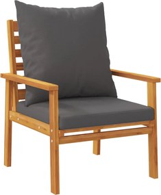 vidaXL Scaune de grădină, 2 buc., cu pernă, lemn masiv de acacia