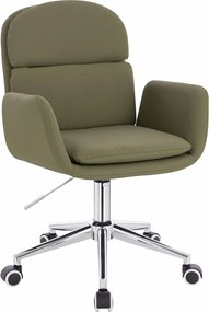 HR480K Scaun Khaki Piele Ecologica Premium Soft cu Bază Cromata