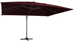 vidaXL Umbrelă în consolă de grădină cu LED-uri, roșu bordo 400x300 cm
