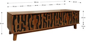 Comodă TV maro din lemn de mango 180x50x40 cm Kantu – MOME