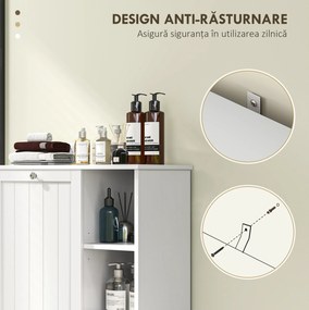 HOMCOM Dulap Modern pentru Rufe cu Coș Detașabil și  Compartimente de Depozitare, 60x38x86 cm, Alb | Aosom Romania