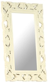 Oglinda sculptata manual, alb, 80x50 cm, lemn masiv mango 1, Alb, 50 x 80 cm
