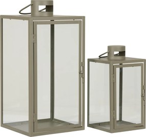 Felinare decorative Corfu, metal/vidră, verde, set de 2