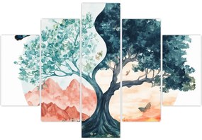 Tablou – Arbore acvarelă plin de viață (150x105 cm)