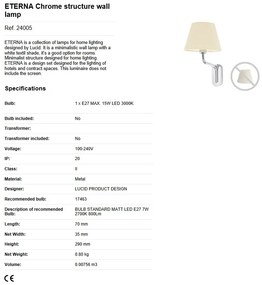 Aplica de perete moderna design elegant ETERNA crom/alb