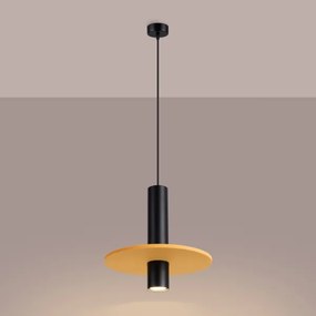 Sollux SL.1883 - Pendul cu cablu PELTA 1xGU10/10W/230V negru/galben