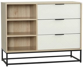 HOMCOM Dulap Depozitare Modern, 3 Sertare, Rafturi Deschise, Design Elegant, pentru Dormitor | Aosom Romania