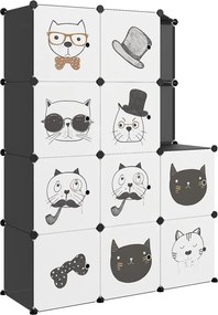 vidaXL Dulap de depozitare cub pentru copii, 10 cuburi, negru, PP