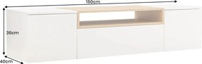 Comoda TV suspendata LOFT 160cm natur/ alb