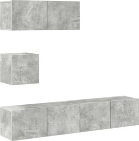 vidaXL Set dulap TV, 4 piese, gri beton, lemn prelucrat