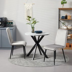 HOMCOM Set 2 Scaune Elegante pentru Dining, Catifea Gri și Picioare din Oțel, Confortabile, Suportă până la 120kg | Aosom Romania