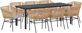 vidaXL Set de masă pentru grădină 9 pcs Maro Oțel vopsit electrostatic