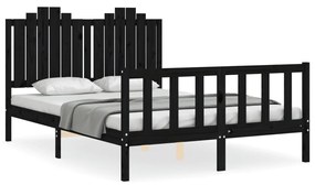 3192300 vidaXL Cadru de pat cu tăblie, negru, 140x200 cm, lemn masiv