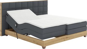 Pat electric reglabil, boxspring, gri închis/stejar artizanal, 180x200, TIANA
