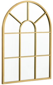 HOMCOM Oglindă murală din metal cu ramă aurie în formă arcuită - 70 x 50 cm - decor pentru intrare, dormitor, living | Aosom Romania