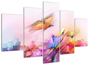 Tablou - Fluture asupra florilor, abstracție (150x105 cm)