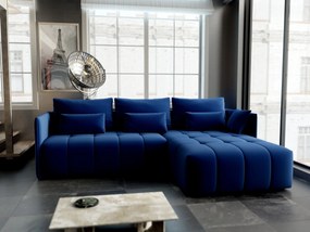 Colțar extensibil dumonde cu ladă de depozitare si sezut confortabil din spuma high-density, Malta Royal Blue II 235x185 cm