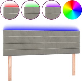 vidaXL Tăblie de pat cu LED, gri deschis, 144x5x78/88 cm, catifea