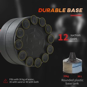 HOMCOM Sac de Box Ajustabil pe Înălțime, Bară Rotativă și Bază Umplută, 88x48x155-205 cm, Roșu