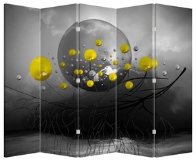 Paravan - Bile abstracte galbene (210x170 cm)