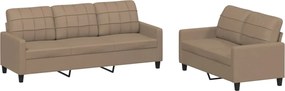 vidaXL Set de canapele cu perne, 2 piese, cappuccino, piele ecologică