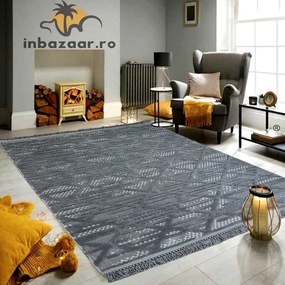 Covor 3D in relief zigzag 036A 80x300 cm Antracit