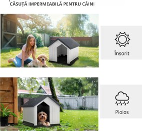 PawHut Niche pentru câine pentru exterior, adăpost impermeabil cu fereastră, din plastic, 62lungime x 61Lățime x 60Înălțime cm, gri | Aosom Romania
