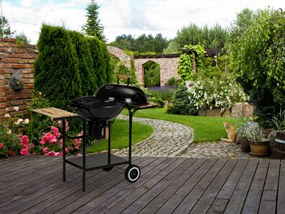 Gömb alakú görgős faszenes grill hamutartóval