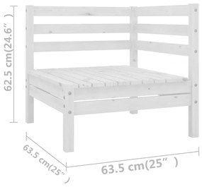 Set mobilier de gradina, 10 piese, alb, lemn masiv de pin Alb, 1