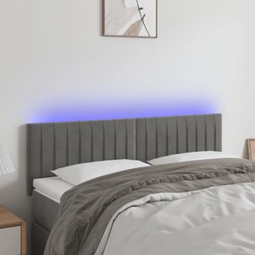 3121898 vidaXL Tăblie de pat cu LED, gri deschis, 144x5x78/88 cm, catifea