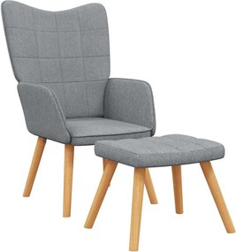 vidaXL Scaun de relaxare cu taburet, gri deschis, textil