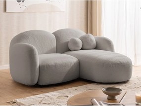 Colțar gri cu tapițerie din țesătură bouclé (cu colț pe partea dreaptă/cu șezlong) Orbit – Ropez