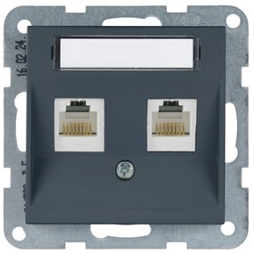 Priza dubla internet cat 6, IP20, Night, Panasonic Karre Plus 55 Soft Touch