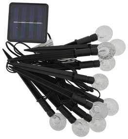 Lampă solară LED RGB, 10 x LED, 1,2 V, 300 mAh, IP44, neagră