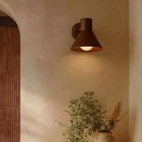 Lampă de perete exterioară industrială maro ruginiu con IP44 - Natas