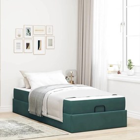 vidaXL Cadru de pat cu depozitare Verde închis 90 x 200 cm Catifea