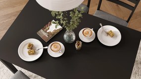 MAZZONI EXPORT Set TORINO masă + 4 scaune Negru/Gri deschis (material Sawana 21) - SET DE LEMN PENTRU BUCĂTĂRIE/SUFRAGERIE