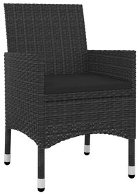 Set mobilier de gradina cu perne, 7 piese, poliratan si sticla Negru, Lungime masa 200 cm, 7