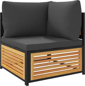 vidaXL Canapea de colț de grădină, cu perne, lemn masiv acacia