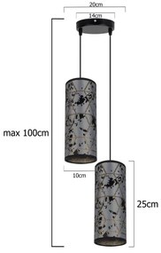 Lustră pe cablu AVALO 2xE27/60W/230V d. 20 cm gri/negru