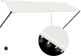 vidaXL Copertină retractabilă cu LED, crem, 300 x 150 cm