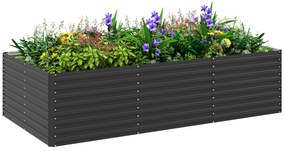 Outsunny Jardinieră ridicată galvanizată rectagulară pentru exterior, fund deschis, 240 x 120 x 60cm, Gri | Aosom Romania