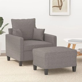vidaXL Fotoliu canapea cu taburet, taupe, 60 cm, material textil