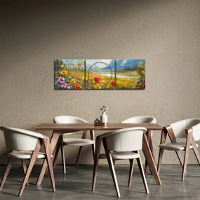 Tablou - Peisaj pictat (cu ceas) (90x30 cm)