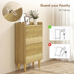 HOMCOM Dulap pentru încălțăminte 12 perechi, dulap îngust pentru încălțăminte, 2 sertare rabatabile polițe reglabile, 60x24x92cm, stejar | Aosom Romania