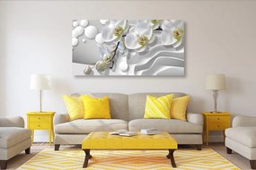 Tablou orhidee pe fundal abstract