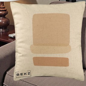 Perna Decorativa Abstract Forme Bej Poudre, 40x40 cm, Bej, Husa Detasabila, Perna Inclusa, BEKZ®