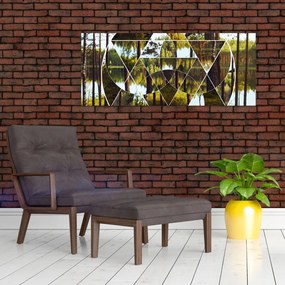 Tablou - Colaj geometric pe fundalul pădurilor nordice (120x50 cm)