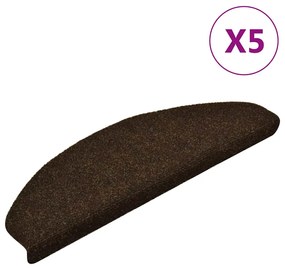 vidaXL Covorașe autoadezive pentru scări, 5 buc., 65x21x4 cm, maro, semirotunde, mari